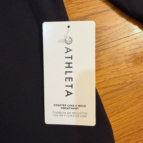 Athleta Coaster Luxe V-Neck Sweatshirt in Black - Size Small NWT - Picture 2 of 8
